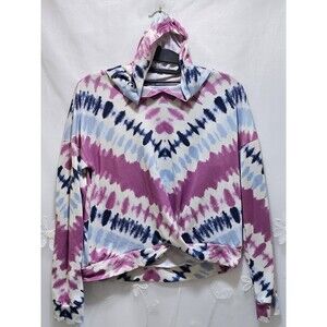 True Craft Girls Large Pink Shirt Tie-Dye Colorful Groovy Hippie Wild Hooded